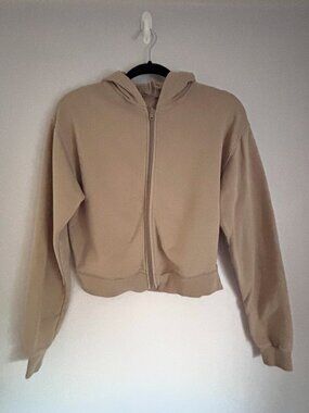 SKIMS The Zip Up Hoodie Cropped Tan Beige Sz. S